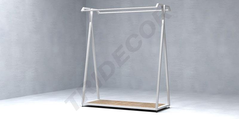 Perchero Doble Barra y Base de Madera 148X120X55 Cm Tridecor