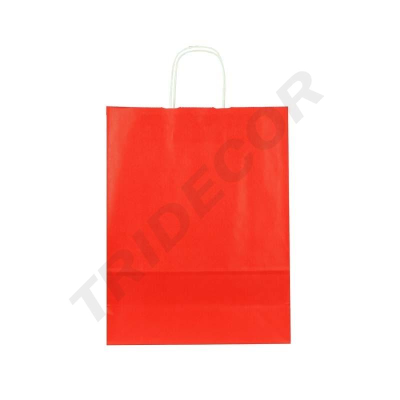 Bolsa de Papel Asa Rizada 32X10X24cm Rojo 25 unidades