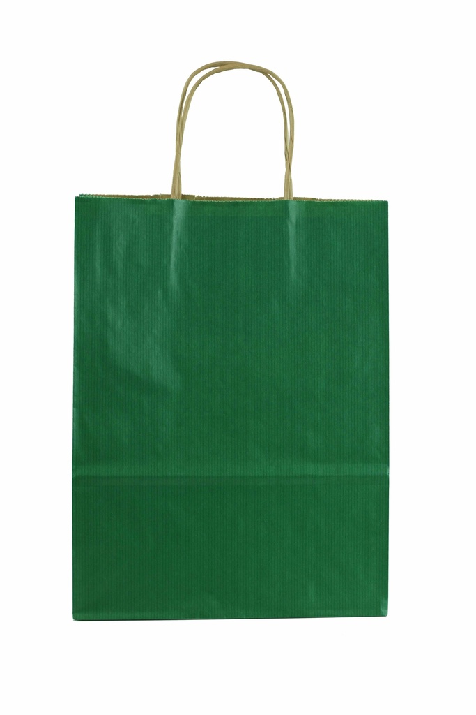 Bolsas de Papel Verde Oscuro 27+12x37cm 25/paquete