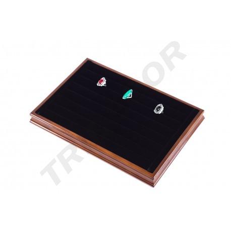 Bandeja para Anillos de Terciopelo Negro/Madera