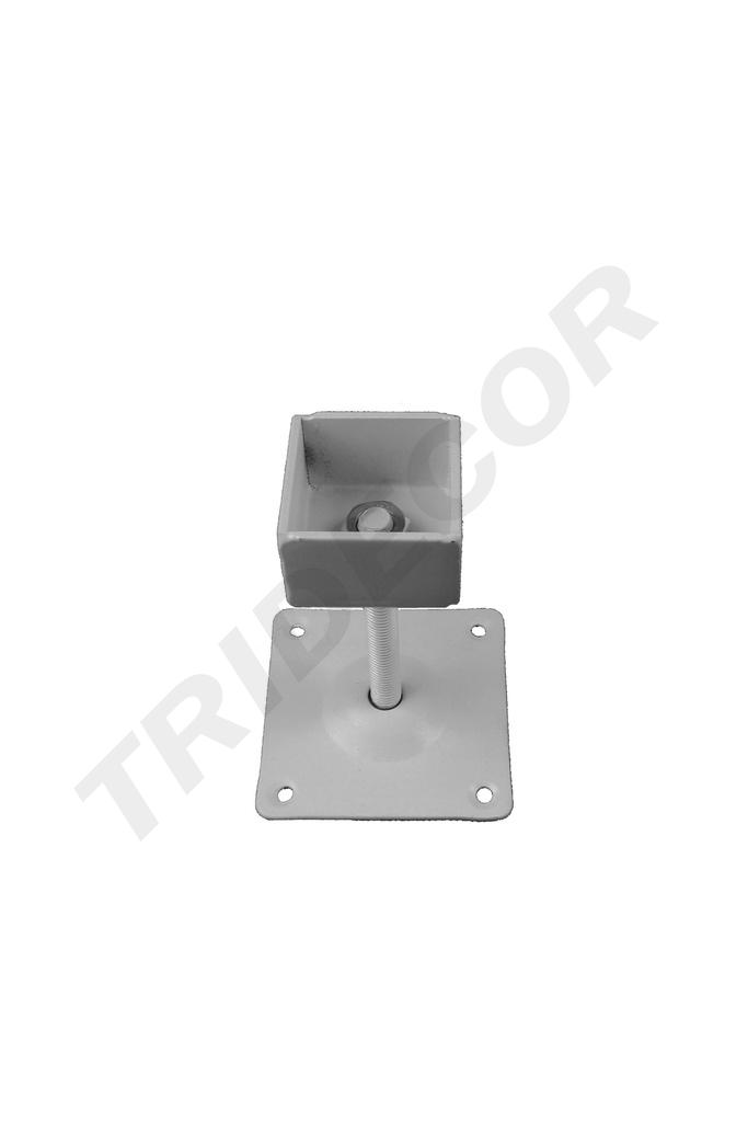 Base ajustable para tubo cuadrado blanco de 38x38mm