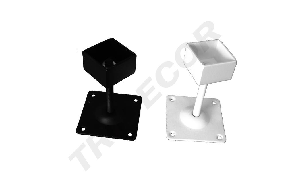 Base ajustable para tubo cuadrado negro 38X38mm