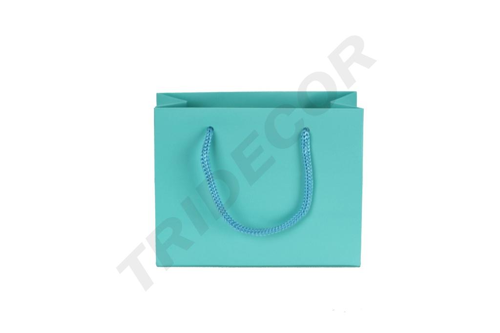 Bolsa azul claro con asa de cordón 14x6x11 cm - 12 unidades