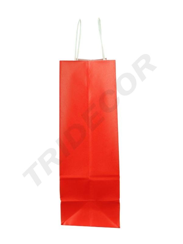 Bolsa de papel con asa roja torcida 32X13X41 cm 25 unidades