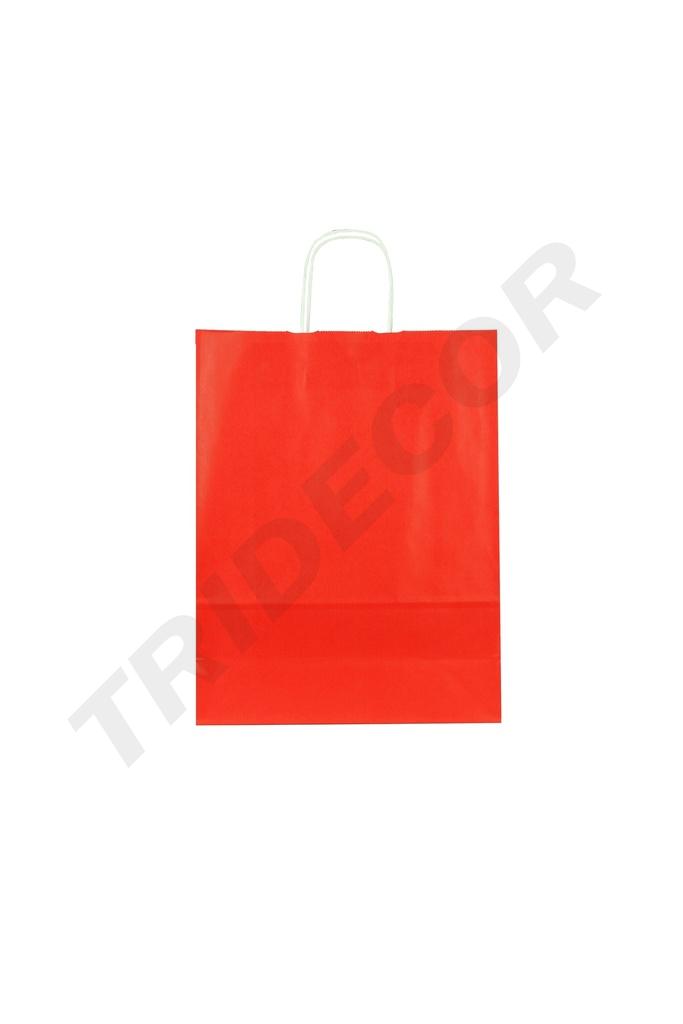 Bolsa de papel con asa roja torcida 32X13X41 cm 25 unidades