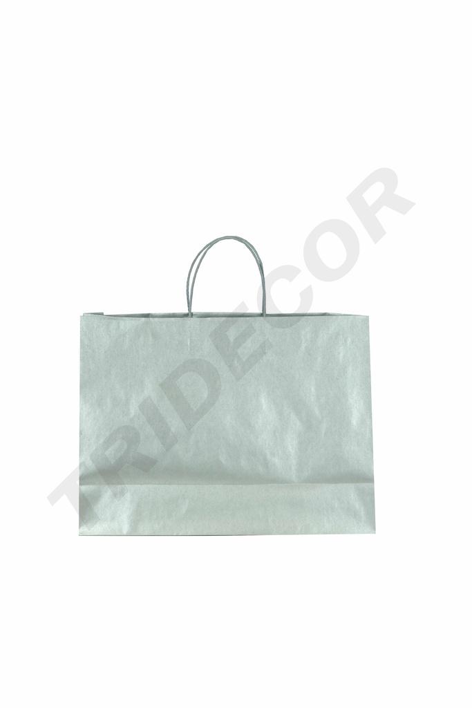 Bolsa de papel de celulosa con asa de cordón plateado, 35X13X31 cm, 25 piezas