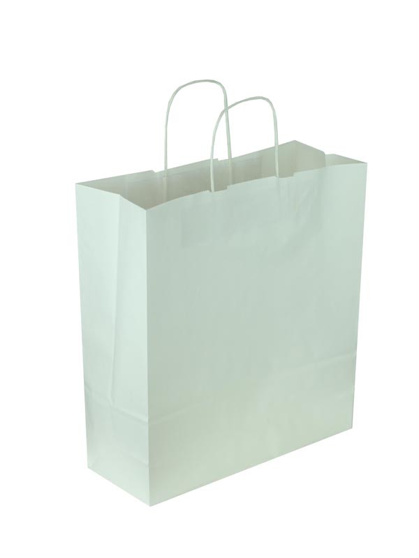 Bolsa de Papel de Celulosa Blanca con Asa Arrugada 32X13X41cm 25 unidades