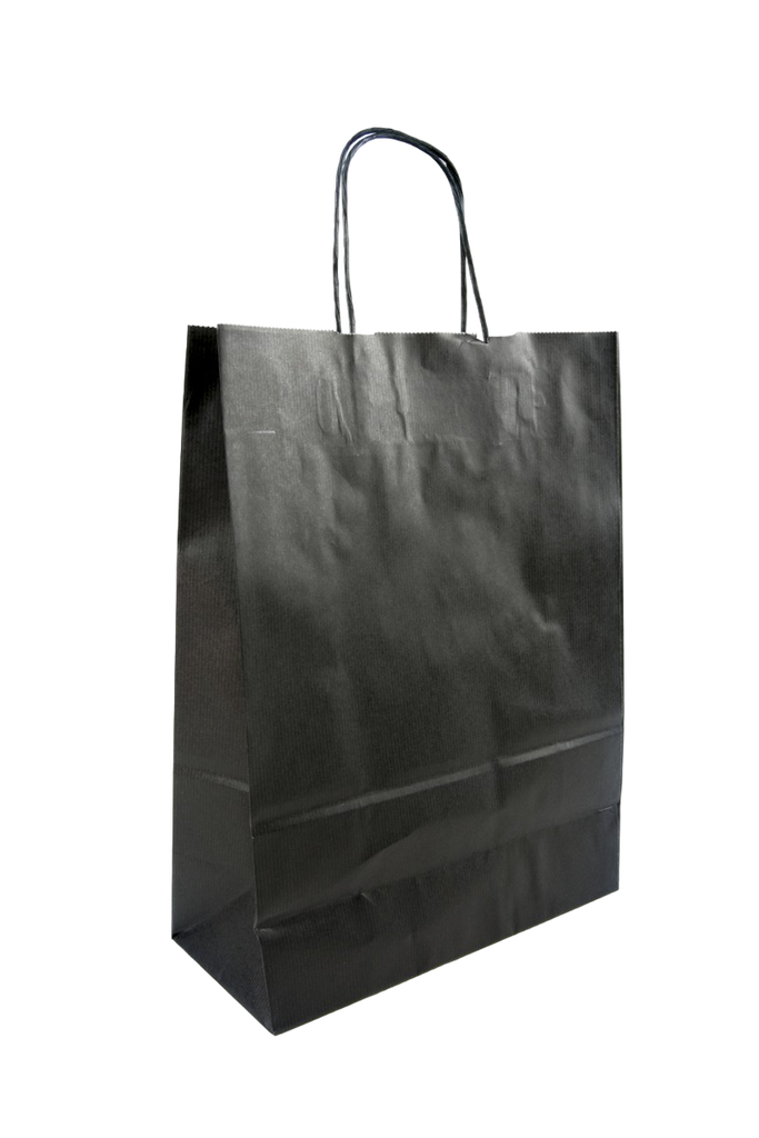 Bolsa de papel Kraft negro con asa retorcida 36X12X41 CM 25 unidades