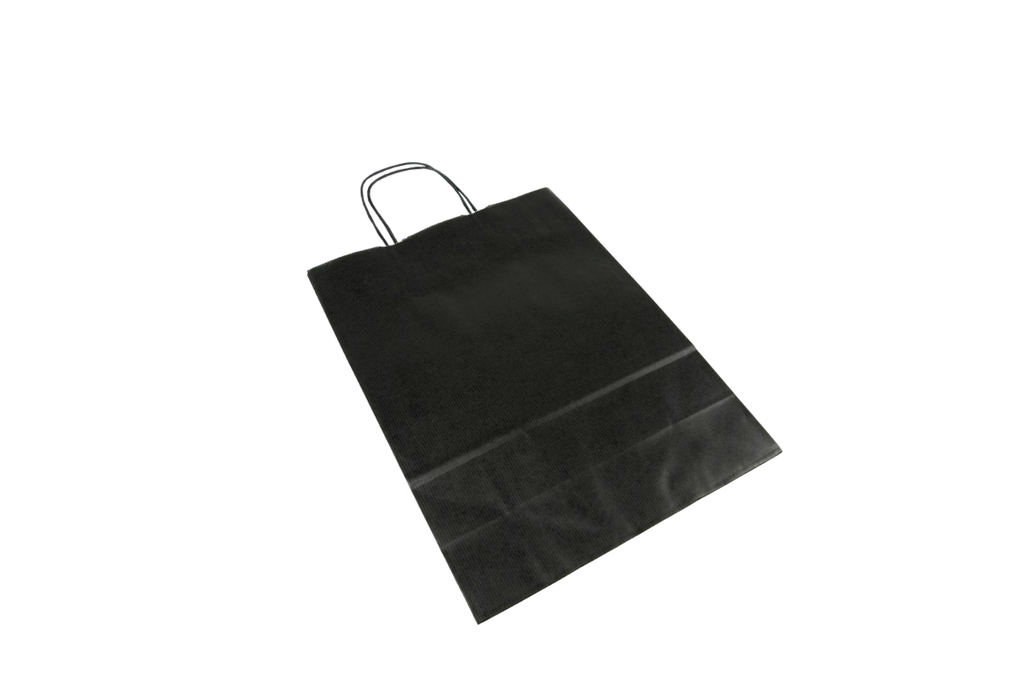 Bolsa de papel Kraft negro con asa retorcida 36X12X41 CM 25 unidades