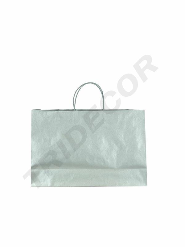 Bolsa de Papel de Celulosa con Asa de Cordón, Color Plata, 33X15X45 CM, 25 Unidades