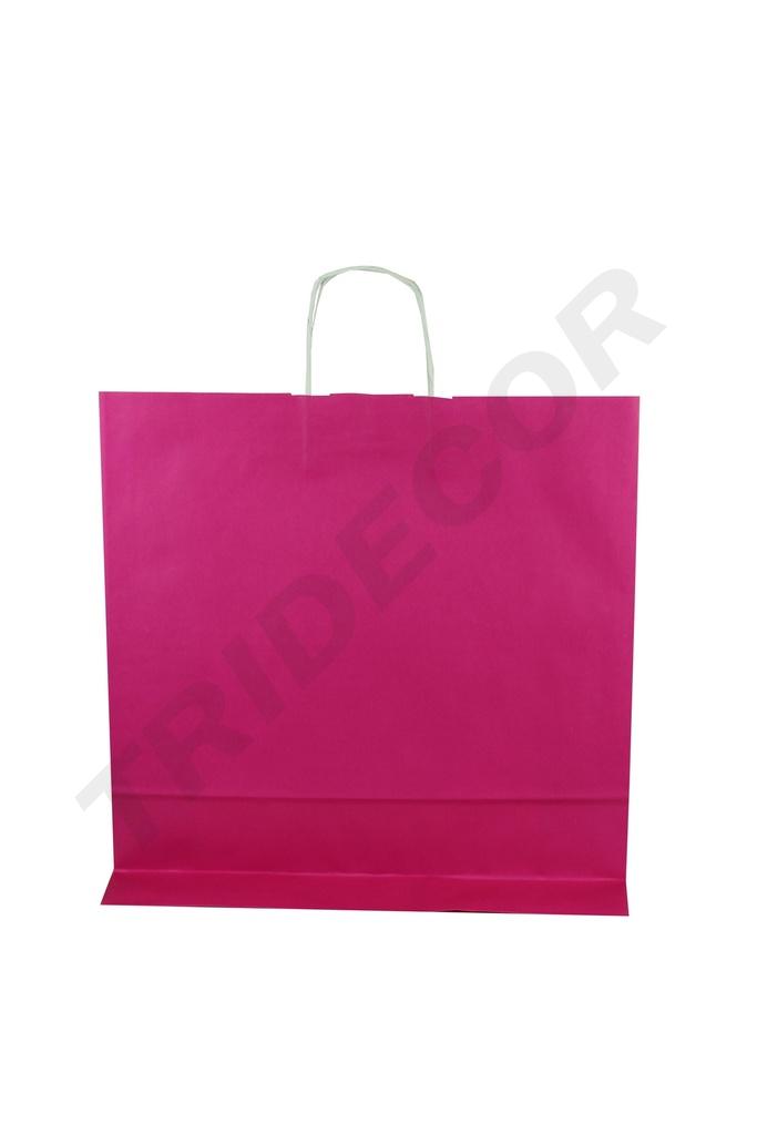 Bolsa de papel de celulosa con asa rizada fucsia 49X44X15 CM 25 unidades