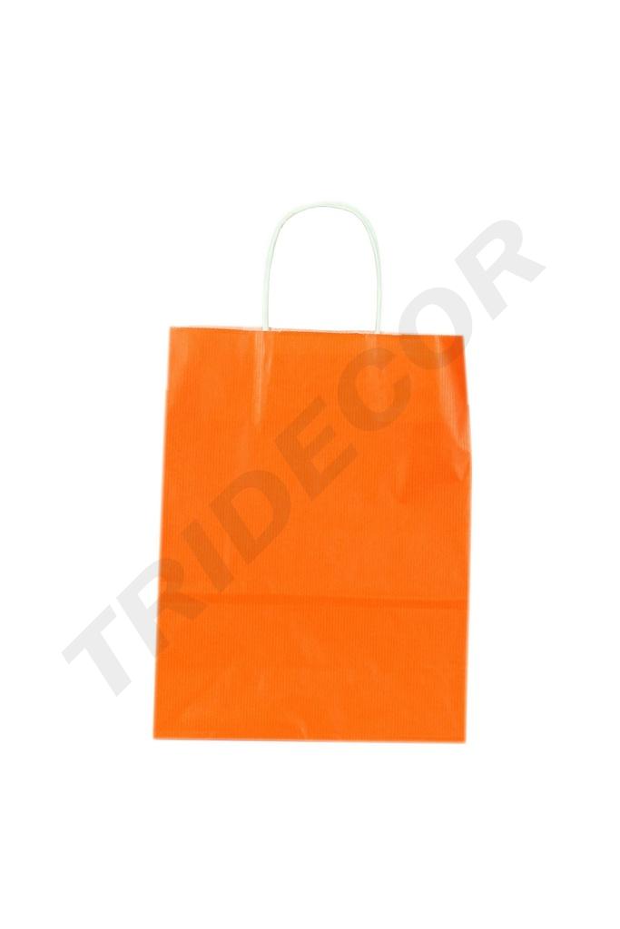 Bolsa de papel de celulosa con asa rizada, color naranja, 45X15X49 cm - 25 unidades