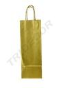 Bolsa de papel de celulosa dorada para botellas con asa rizada, tamaño 39X14+8,5cm, 25pcs