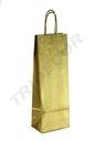 Bolsa de papel de celulosa dorada para botellas con asa rizada, tamaño 39X14+8,5cm, 25pcs