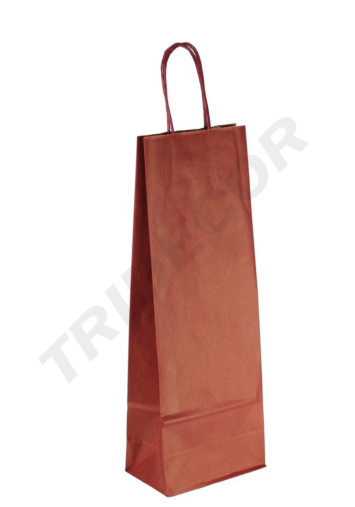 Bolsa de papel con asa rizada marrón para botellas 36X13+8.5 CM 25 unidades