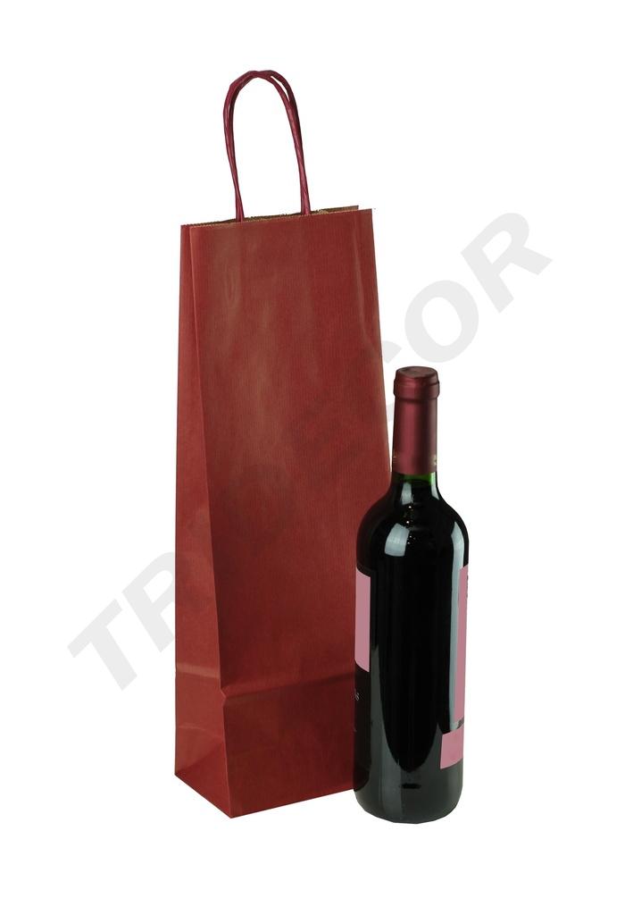 Bolsa de papel con asa rizada marrón para botellas 36X13+8.5 CM 25 unidades