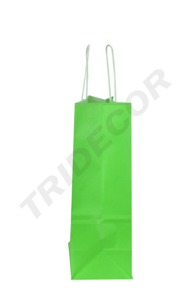 Bolsa de papel verde claro con asa rizada 29X22X10 cm 25 unidades