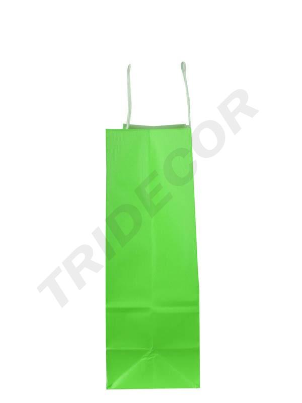 Bolsa de papel verde claro con asa rizada 41x32x13cm 25 unidades