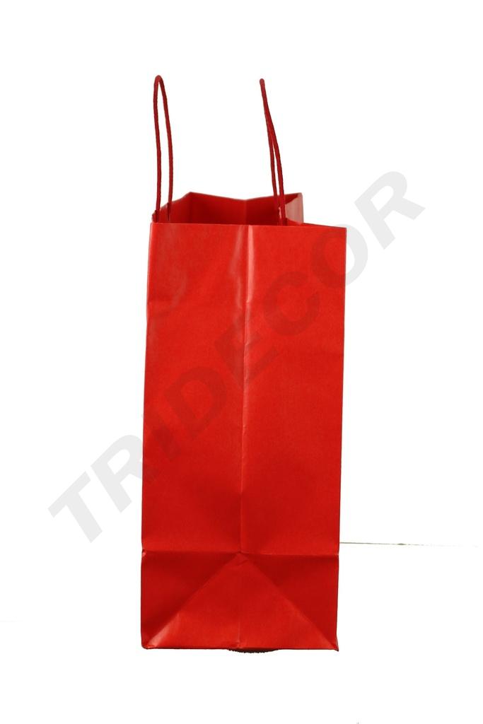 Bolsa de papel fuerte con asa de cordón, color rojo, 35X13X30 cm