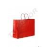 Bolsa de papel fuerte con asa de cordón, color rojo, 35X13X30 cm