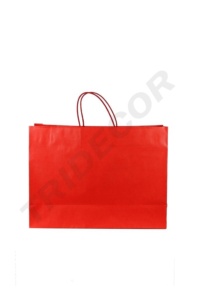 Bolsa de papel fuerte con asa de cordón rojo mate 54X16X43 cm - 25 unidades