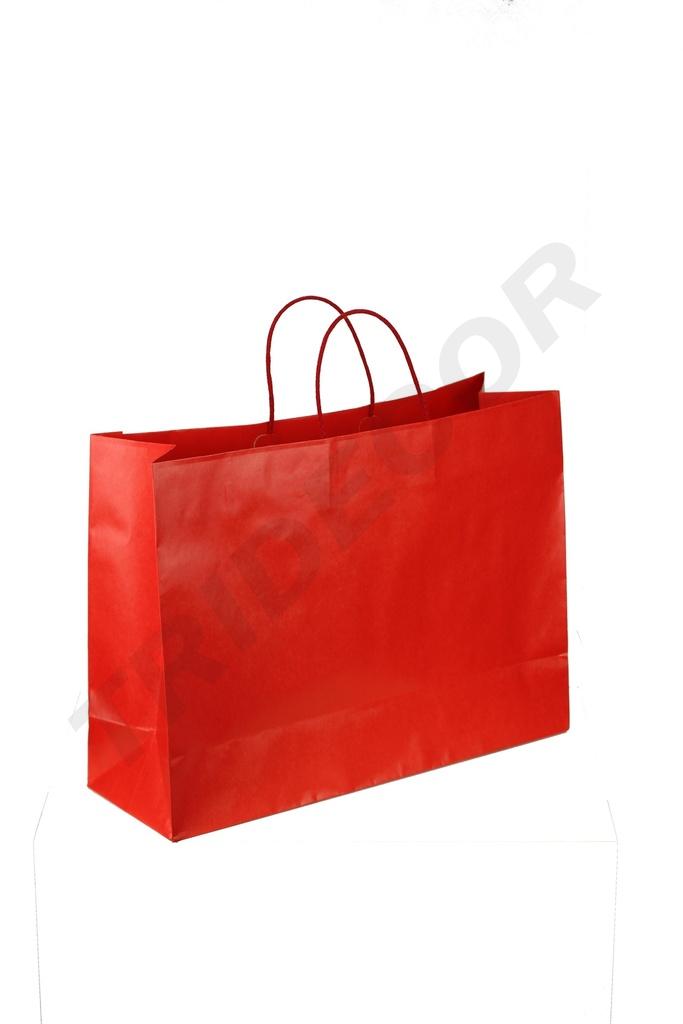 Bolsa de papel fuerte con asa de cordón rojo mate 54X16X43 cm - 25 unidades