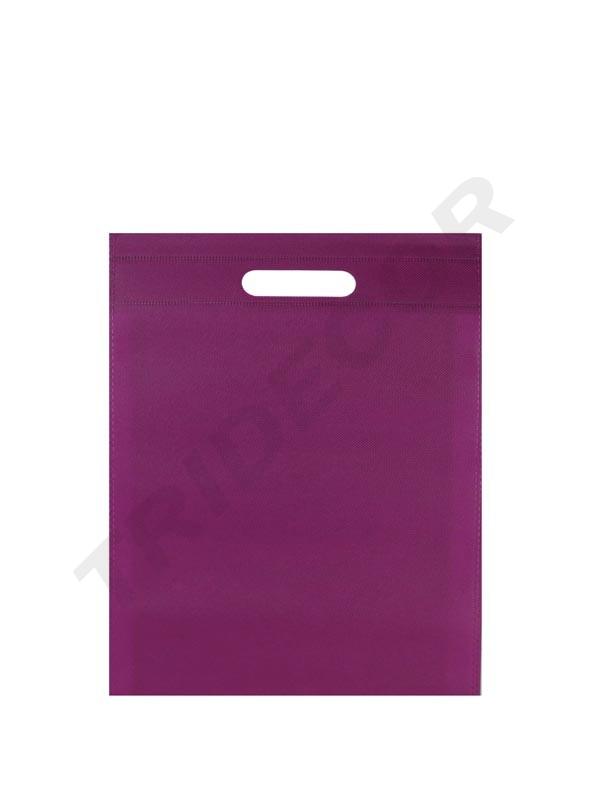 Bolsa de tela con asa troquelada, color fucsia, 100g, 25X35CM, 25 unidades/paquete, 40 paquetes/caja