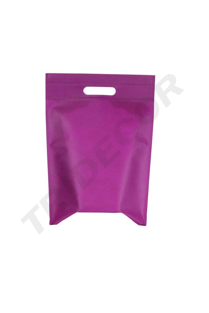 Bolsa de tela con asa troquelada, color fucsia, 100g, 25X35CM, 25 unidades/paquete, 40 paquetes/caja