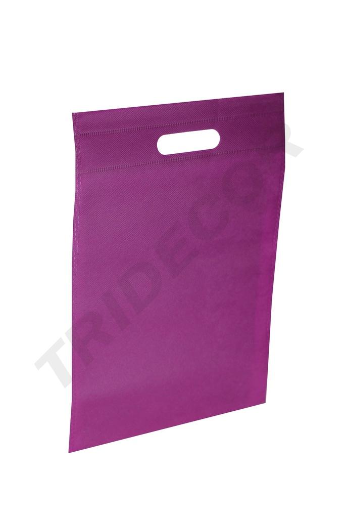 Bolsa de tela con asa troquelada, color fucsia, 100g, 25X35CM, 25 unidades/paquete, 40 paquetes/caja