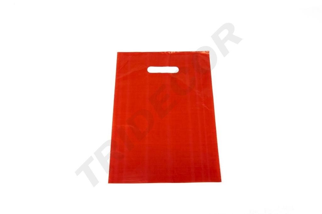 Bolsa roja con asa troquelada 25X35 cm 100 unidades