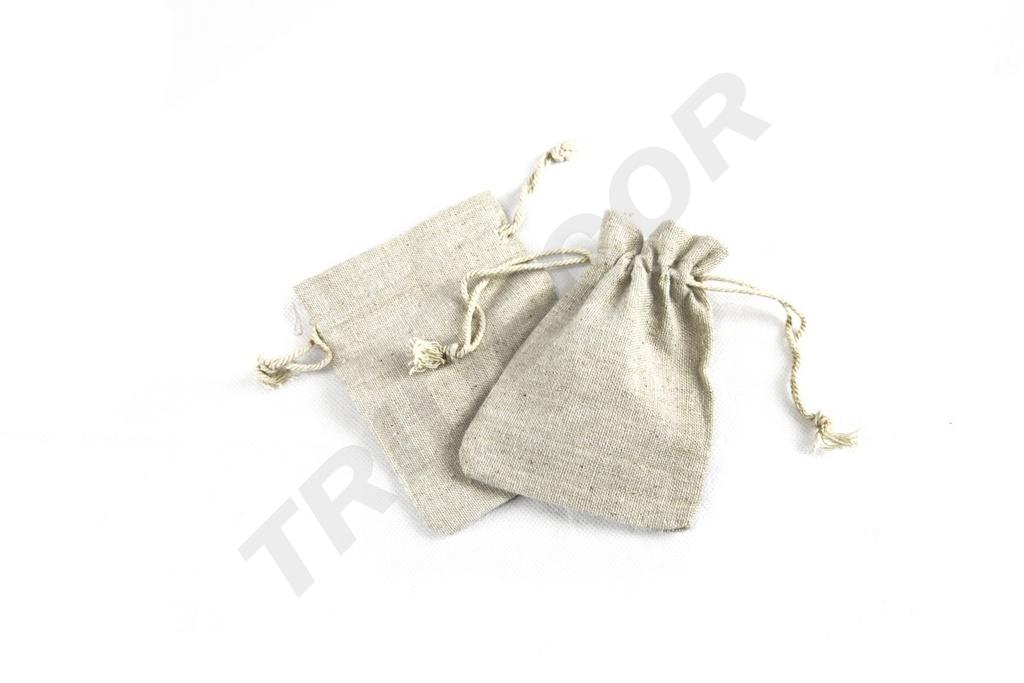 BOLSA DE LINO BEIGE con cordón 12X9 CM 20pcs/PAQUETE