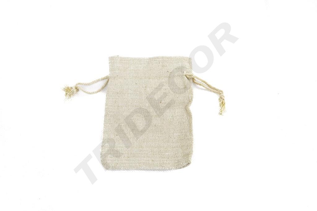 BOLSA DE LINO BEIGE con cordón 12X9 CM 20pcs/PAQUETE