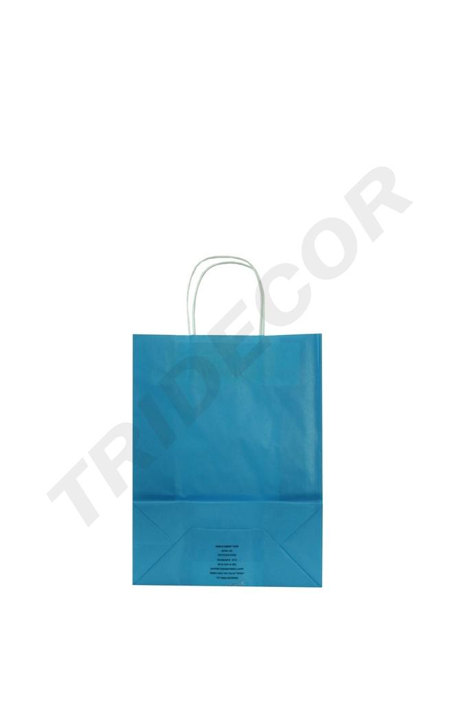 Bolsa de papel kraft azul claro con asa retorcida 32X40X12 25 unidades