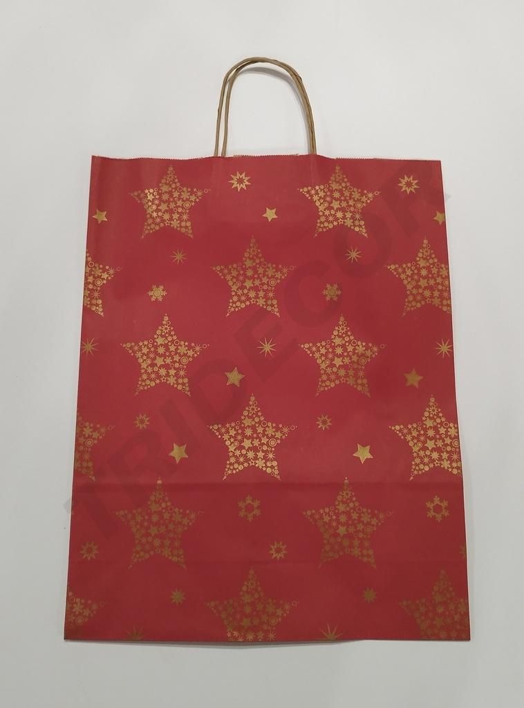 Bolsas de Papel Kraft Rojas de Navidad 32X41+13 CM