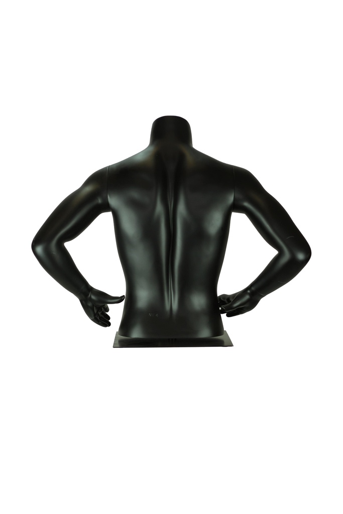 Busto Masculino Ajustable de Fibra de Vidrio en Negro Mate