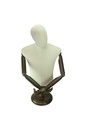 Busto masculino de lino con cabeza y brazos articulados, base de madera