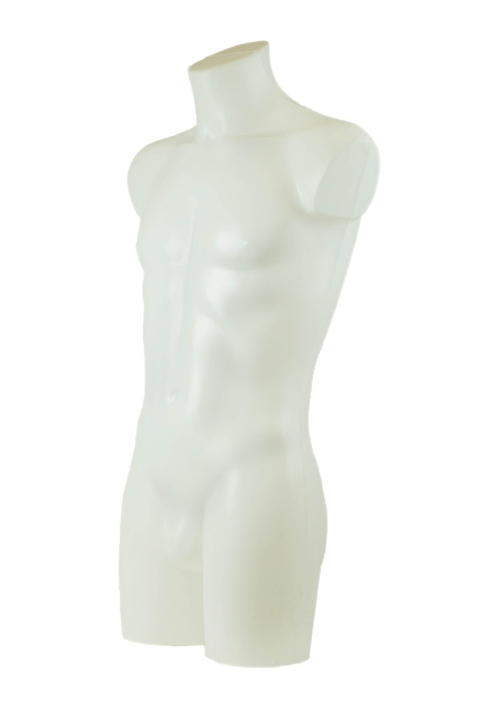 Busto masculino blanco de plástico de tamaño medio