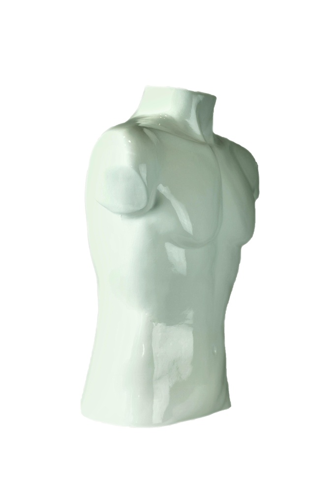 Busto de Hombre Pequeño de Fibra de Vidrio Blanco Brillante