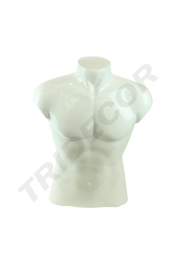 Busto de Hombre Pequeño de Fibra de Vidrio Blanco Brillante