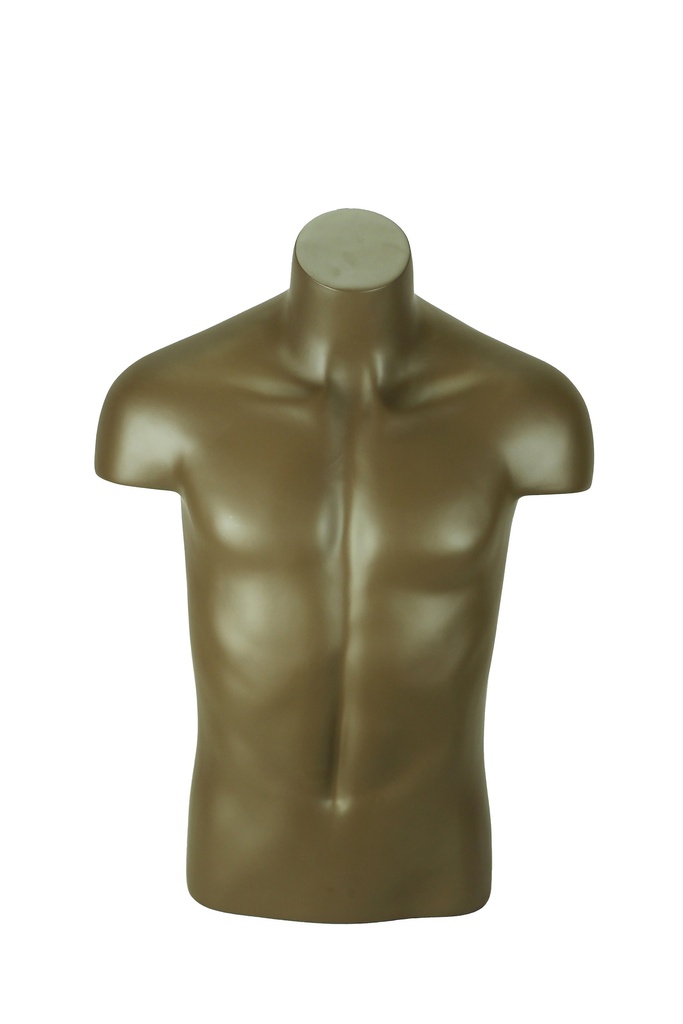 Busto masculino de fibra de vidrio marrón dorado