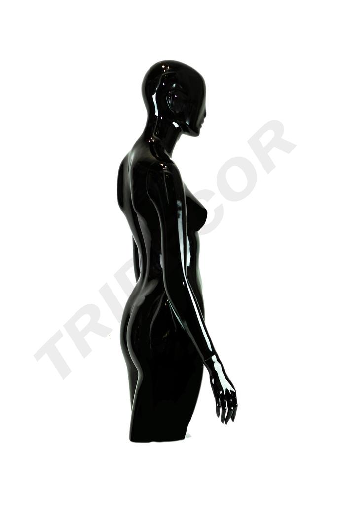 Busto de mujer completo en fibra de vidrio negro brillante