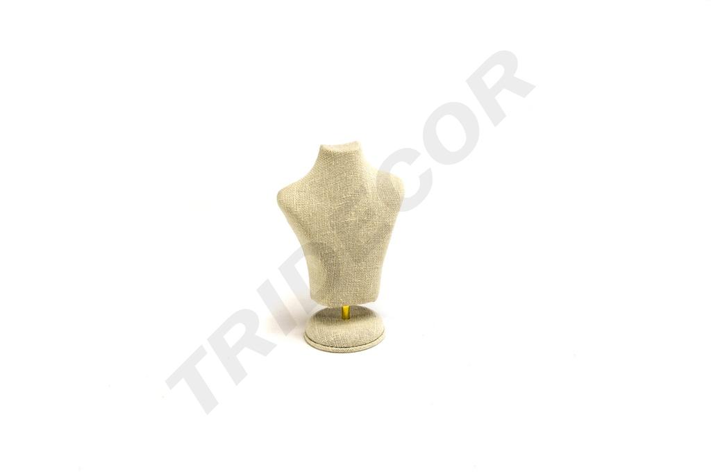 Busto de joyería de lino beige 15X10X6 CM