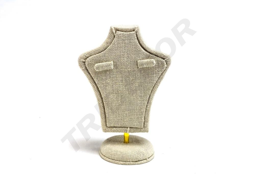 Busto de joyería de lino beige 15X10X6 CM