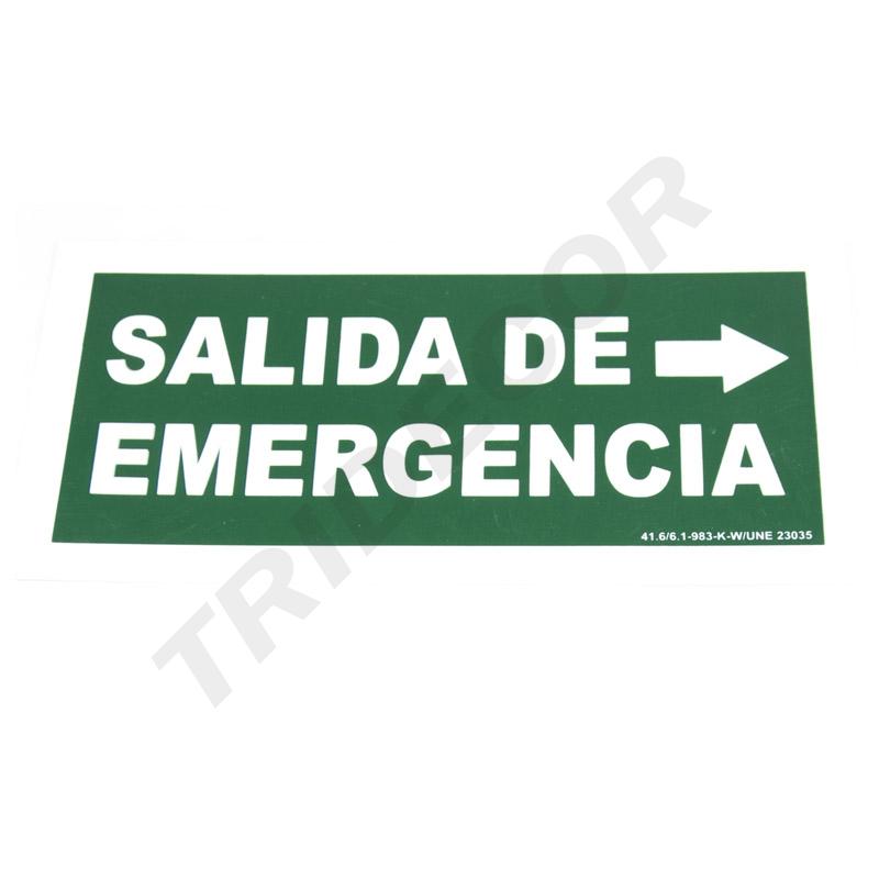 SEÑAL DE SALIDA DE EMERGENCIA A LA DERECHA 30X15 CM