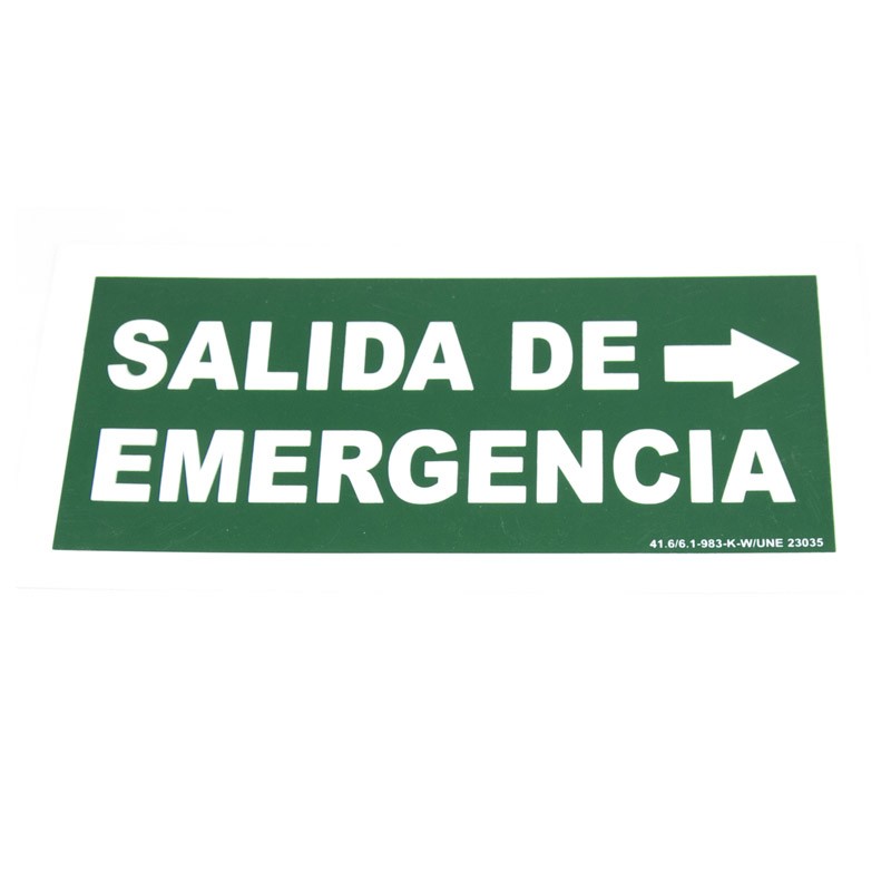 SEÑAL DE SALIDA DE EMERGENCIA A LA DERECHA 30X15 CM