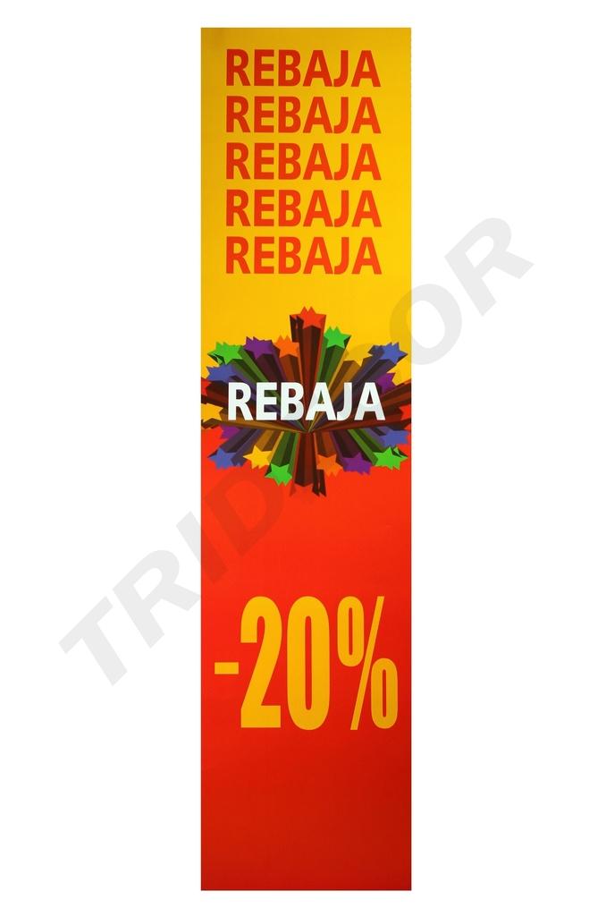 Señal vertical roja/amarilla con 20% de descuento