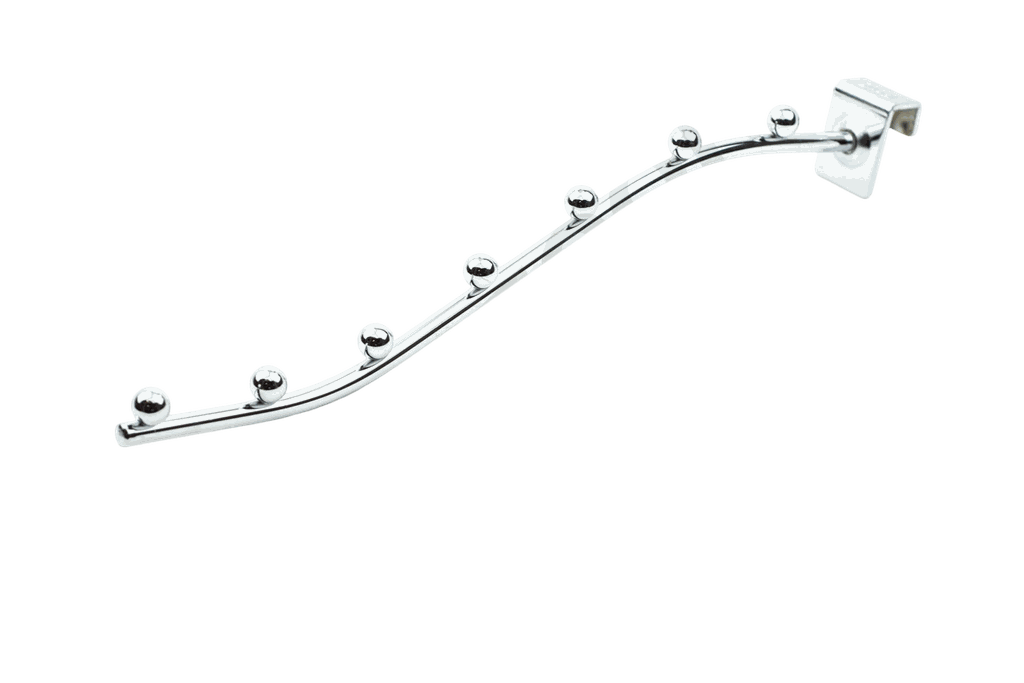 Percha curvada inclinada con 7 bolas para tubo rectangular de 10mm