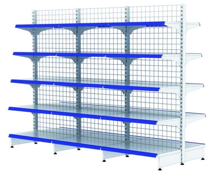 Estantería Metálica Blanca con 2 Lados, Tipo Góndola, 90X2M