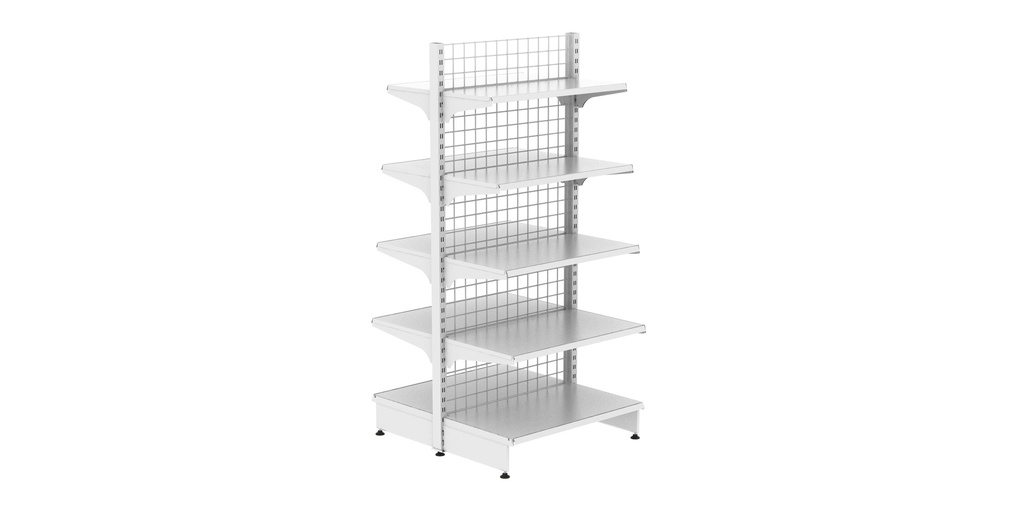 Estantería Metálica Blanca con 2 Lados, Tipo Góndola, 90X2M