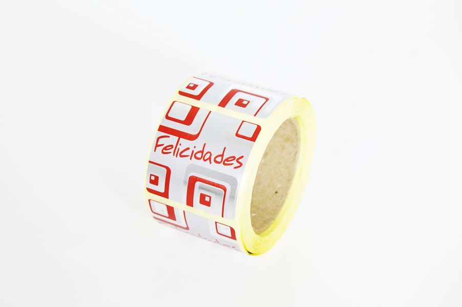 014473-Etiquetas-Adhesivas-Felicidades-Plata-Rojo-250-Pegatinas-tridecor